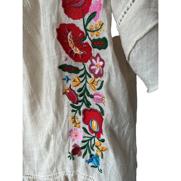 Altar’d State Boho BlouseWomens Small S Embroidered Ruffled Top in Natural - Picture 4 of 12